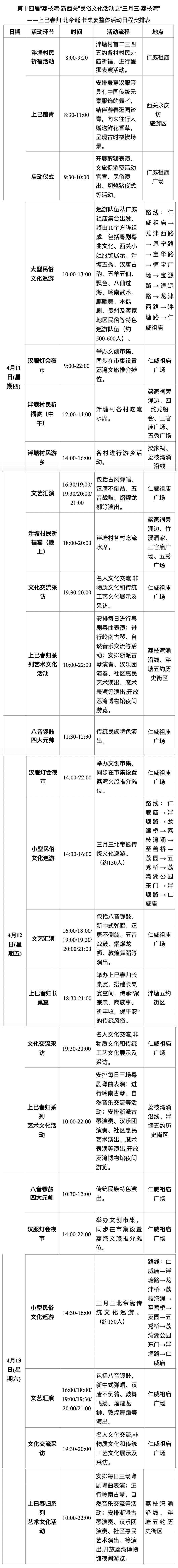 活动日程安排表 通讯员供图