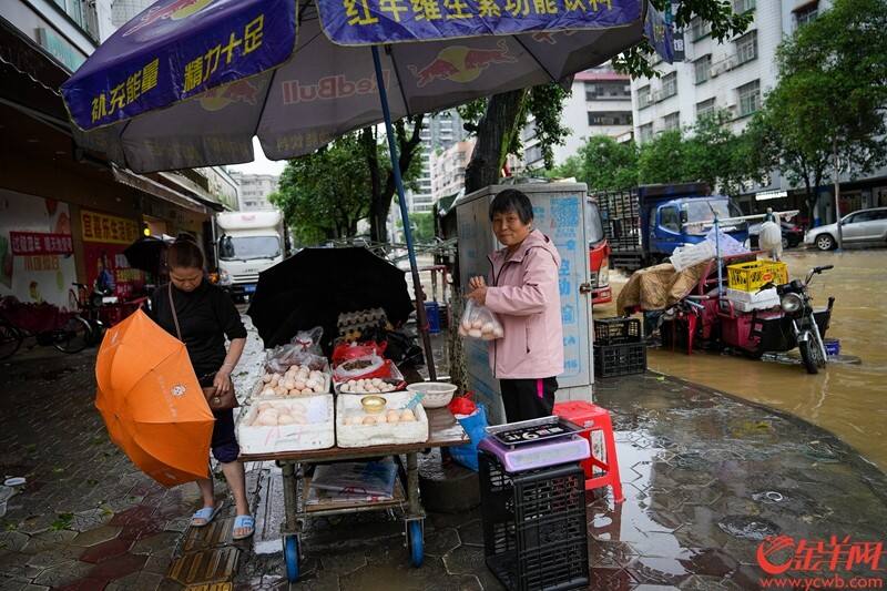 21日清晨，清远市阳山县，街边的鸡蛋摊正常营业，市民正在购买生活物资